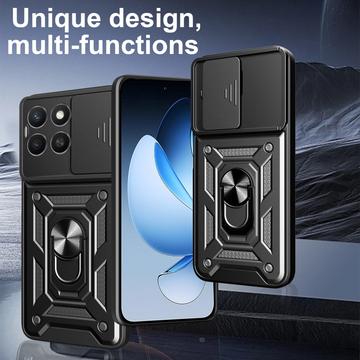 Honor X8c Roterende Ring Hybrid Cover med Kameraskjold - Blå
