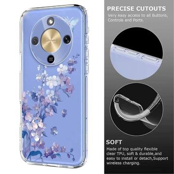 Honor X70/X9d/Magic8 Lite TPU-cover med blomstermønster - Lilla