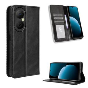 Huawei Enjoy 80 Retro Pung Taske med Magnetisk Lukning - Sort