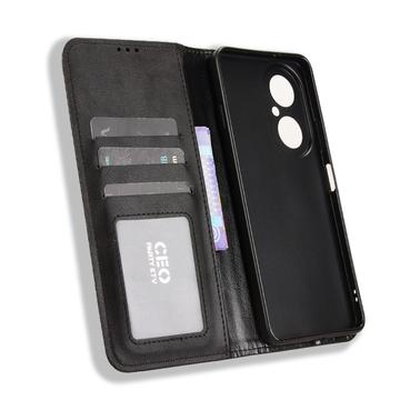 Huawei Enjoy 80 Retro Pung Taske med Magnetisk Lukning - Sort