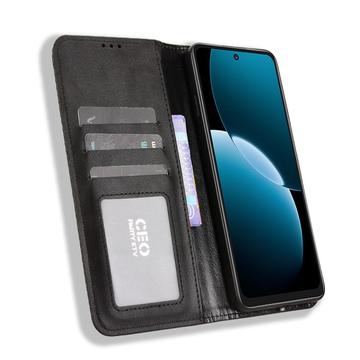 Huawei Enjoy 80 Retro Pung Taske med Magnetisk Lukning - Sort