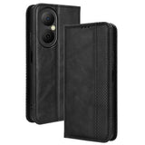 Huawei Enjoy 80 Retro Pung Taske med Magnetisk Lukning - Sort