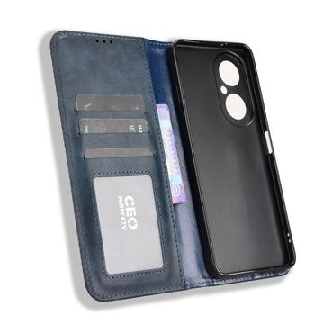 Huawei Enjoy 80 Retro Pung Taske med Magnetisk Lukning - Blå