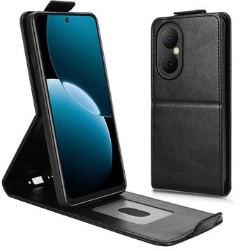 Huawei Enjoy 80 lodret flip-etui med stativ - sort