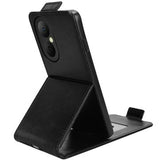 Huawei Enjoy 80 lodret flip-etui med stativ - sort