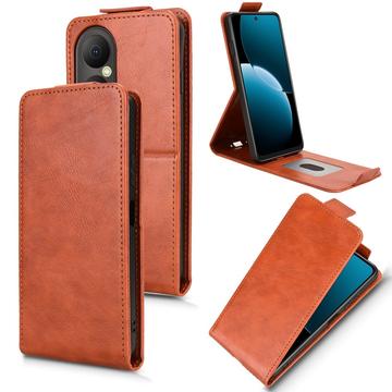 Huawei Enjoy 80 lodret flip-etui med stativ - Brun