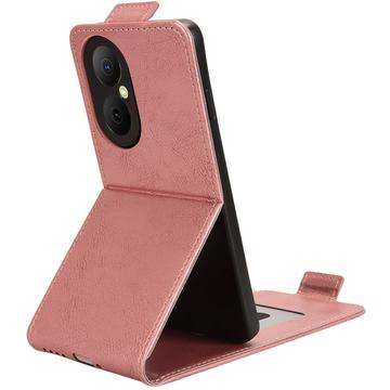 Huawei Enjoy 80 lodret flip-etui med stativ - rosaguld