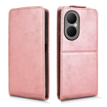 Huawei Enjoy 80 lodret flip-etui med stativ - rosaguld