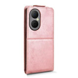 Huawei Enjoy 80 lodret flip-etui med stativ - rosaguld