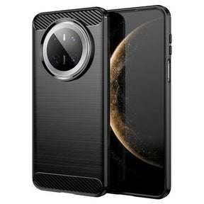 Huawei Mate 70 Børstet TPU Cover - Karbonfiber - Sort