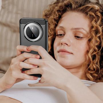 Huawei Mate 70 Børstet TPU Cover - Karbonfiber - Sort