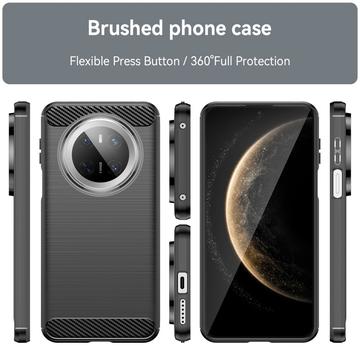 Huawei Mate 70 Børstet TPU Cover - Karbonfiber - Sort