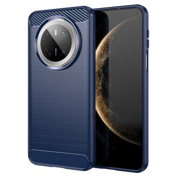 Huawei Mate 70 Børstet TPU Cover - Karbonfiber - Blå