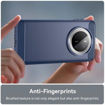 Huawei Mate 70 Børstet TPU Cover - Karbonfiber - Blå