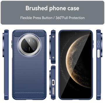 Huawei Mate 70 Børstet TPU Cover - Karbonfiber - Blå