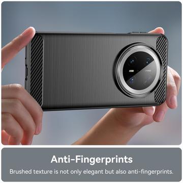 Huawei Mate 70 Pro/70 Pro+ Børstet TPU Cover - Karbonfiber - Sort