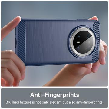 Huawei Mate 70 Pro/70 Pro+ Børstet TPU Cover - Karbonfiber - Blå