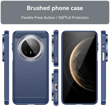 Huawei Mate 70 Pro/70 Pro+ Børstet TPU Cover - Karbonfiber - Blå