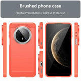 Huawei Mate 70 Pro/70 Pro+ Børstet TPU Cover - Karbonfiber - Rød