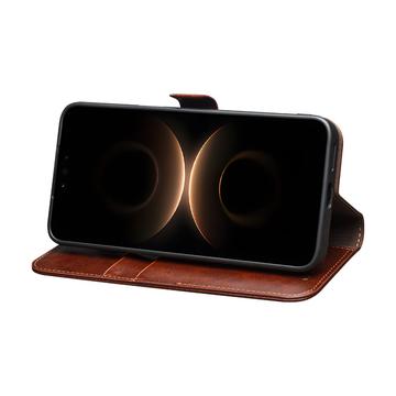 Huawei Mate 80 Pro Max Qialino Classic Læderpung - Mørkebrun