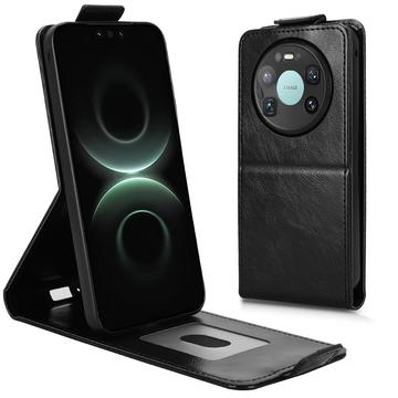 Huawei Mate 80 Pro Max lodret flip-etui med stativ - sort