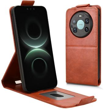Huawei Mate 80 Pro Max lodret flip-etui med stativ - Brun