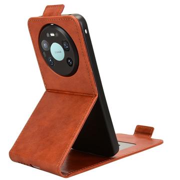 Huawei Mate 80 Pro Max lodret flip-etui med stativ - Brun