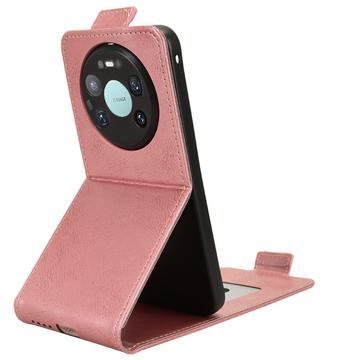 Huawei Mate 80 Pro Max lodret flip-etui med stativ - rosaguld