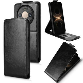 Huawei Mate 80/80 Pro lodret flip-etui med stativ - sort