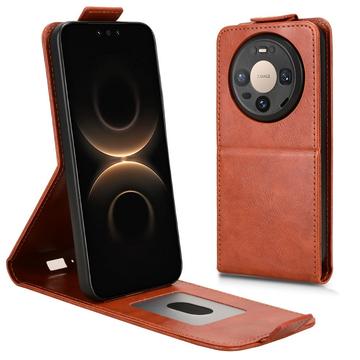 Huawei Mate 80/80 Pro lodret flip-etui med stativ - Brun