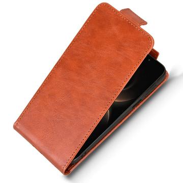 Huawei Mate 80/80 Pro lodret flip-etui med stativ - Brun