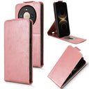 Huawei Mate 80/80 Pro lodret flip-etui med stativ - rosaguld