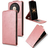Huawei Mate 80/80 Pro lodret flip-etui med stativ - rosaguld
