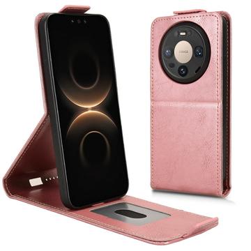 Huawei Mate 80/80 Pro lodret flip-etui med stativ - rosaguld