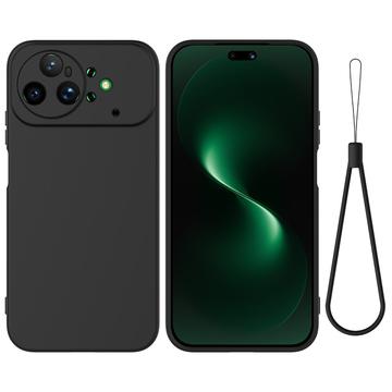 Huawei Nova 15 Ultra Flydende silikone cover med håndrem - sort