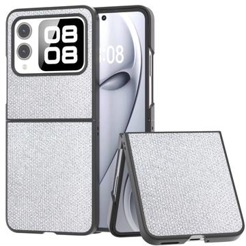 Huawei Nova Flip Rhinestone Tekstur Hybrid Cover - Sølv