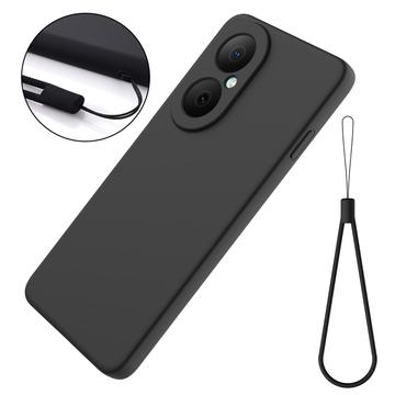 Huawei Nova Y73 Flydende silikone cover med håndrem - sort
