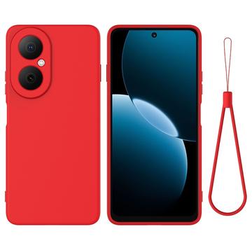 Huawei Nova Y73 Flydende silikone cover med håndrem - rød
