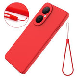 Huawei Nova Y73 Flydende silikone cover med håndrem - rød