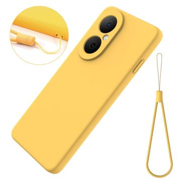 Huawei Nova Y73 Flydende silikone cover med håndrem - gul