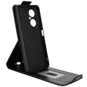 Huawei Nova Y73 lodret flip-etui med stativ - sort