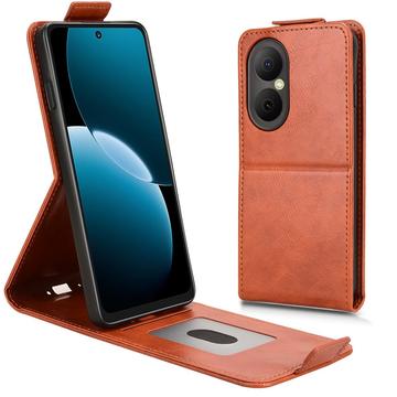 Huawei Nova Y73 lodret flip-etui med stativ - Brun