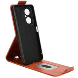 Huawei Nova Y73 lodret flip-etui med stativ - Brun