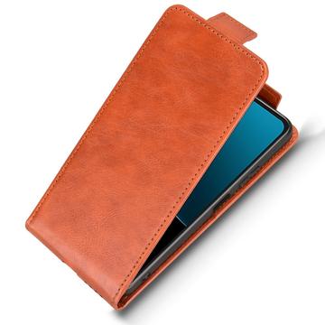 Huawei Nova Y73 lodret flip-etui med stativ - Brun