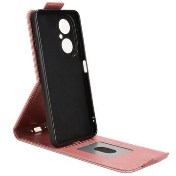 Huawei Nova Y73 lodret flip-etui med stativ - rosaguld