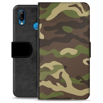 Huawei P20 Lite Premium Flip Cover med Pung - Camo