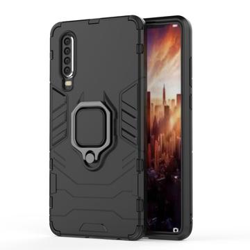 Huawei P30 Hybrid Cover med Ring Holder - Sort