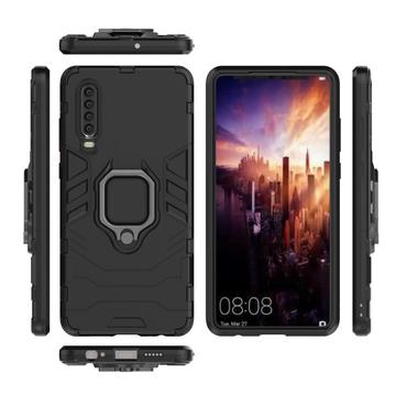 Huawei P30 Hybrid Cover med Ring Holder - Sort