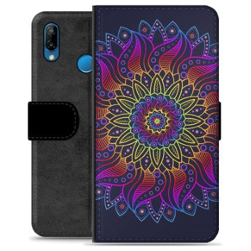 Huawei P30 Lite Premium Flip Cover med Pung - Farverig Mandala