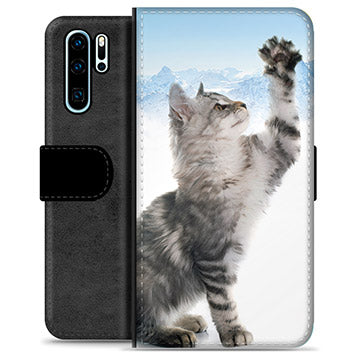 Huawei P30 Pro Premium Flip Cover med Pung - Kat